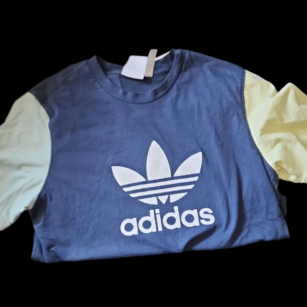 Adidas Blue and Green Short Sleeve Tee